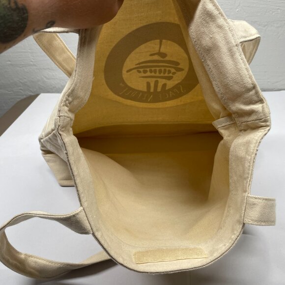 Seattle Space Needle Canvas Tote Bag Black Graphic Hook Loop Closure Cotton - Picture 9 of 9